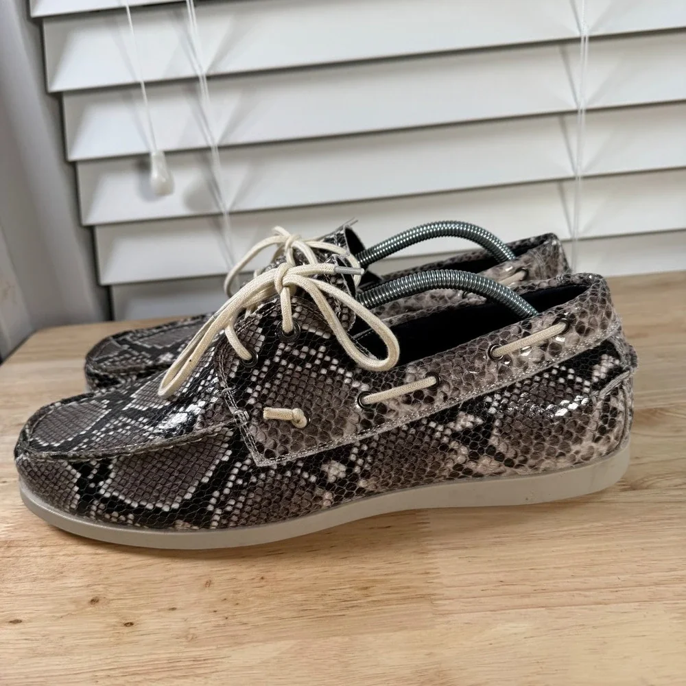Steve Madden Gametyme Boat Shoes Men's Snake Print Round Toe Casual - 13